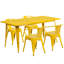 Ensemble de table rectangulaire intérieur / extérieur en métal 31,5 po x 63 po Lubron avec 4 fauteuils-24678771-98689509