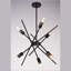 Luminaire suspendu de style Mid-Century moderne à 6 lumières de 24,25 po de largeur, noir et laiton satiné, compatible avec DEL, plafonnier suspendu à hauteur réglable pour table de salle à manger, cuisine, vestibule, chambre à coucher, îlot, vestibule-124800242