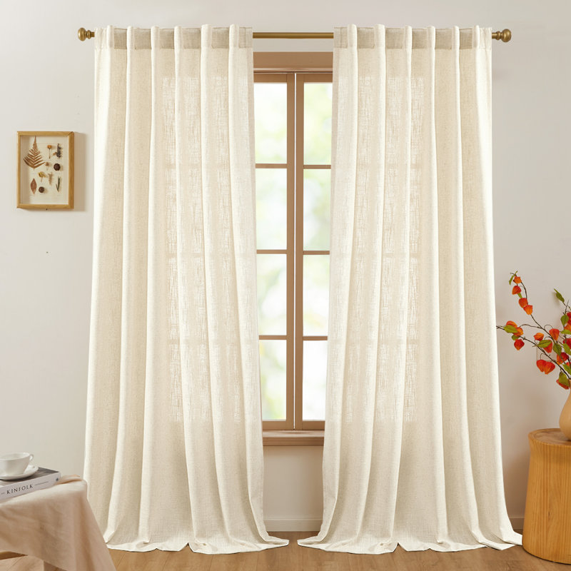 Semi Sheer Single Curtain Panel, 52" W x 108" L, Beige