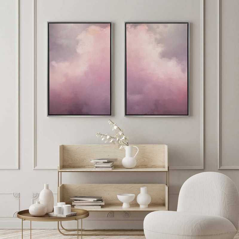 "Pastel Skyline" par Golden Glow Interiors 2 - Pièces sur toile, Cadre en chrome poli, H 50 po x l 34 po