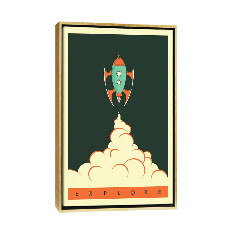 Explorez II, art encadré pour enfants, H 60 po x l 40po x P 1,5 po, Toile encadrée d'or