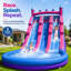 Double glissade d'eau gonflable de 20 pi avec pataugeoire, mur d'escalade, souffleur d'air et sac de rangement, parc aquatique pour enfants en tissu Oxford, mauve et rose