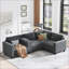 Sectional Sofas, L-Shaped 4-Seater 105.5' Corduroy Sofa with Storage, USB, Reversible Seats | Beige | Standard-1061831312