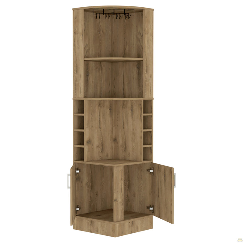 Bar Cabinet Papprika, 8 Wine Cubbies, Double Door, Dark Brown Finish, Dark Brown