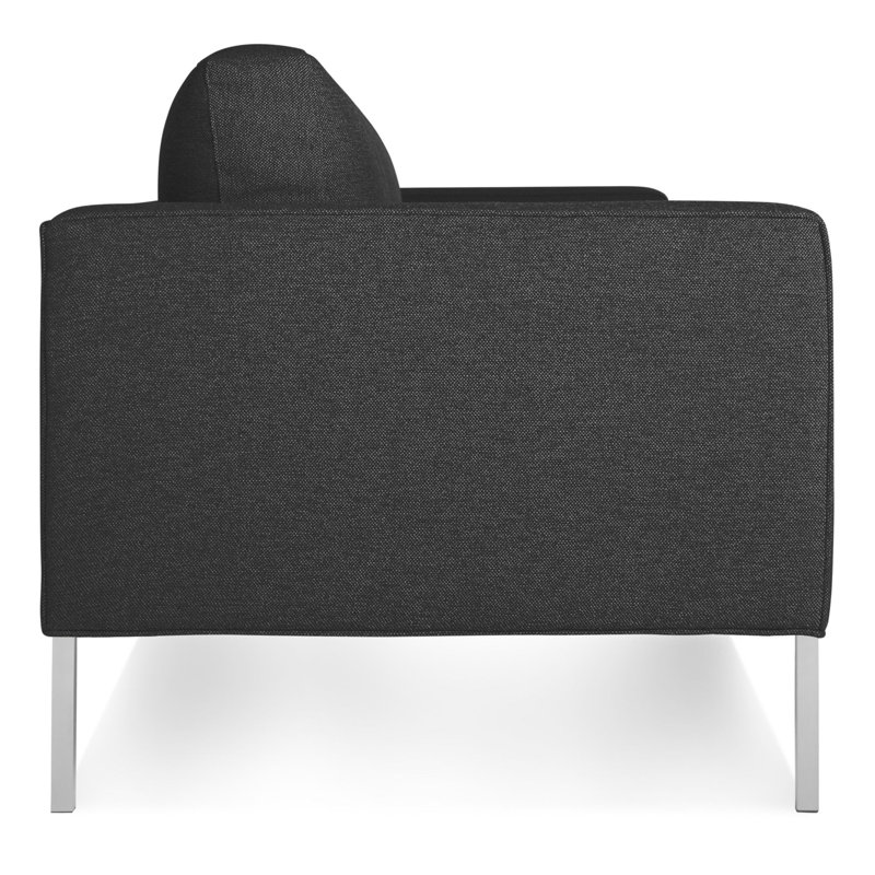 Paramount Sofa, Sanford Black Polyester Blend, Stainless Steel, 32" H x 95" W x 34" D