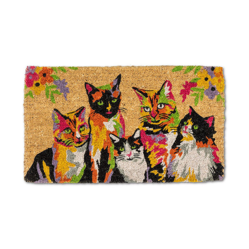 Tapis pour porte d'extérieur Beedeville Abstract Cats 30 po x 18 po