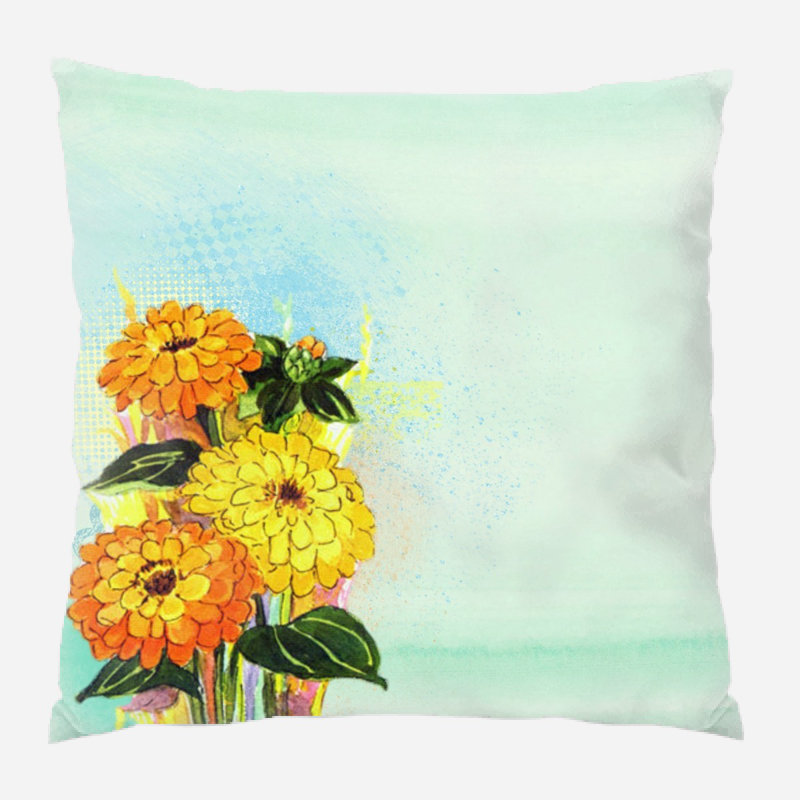 Coussin décoratif fleur Burress, Intérieur, Microsuède