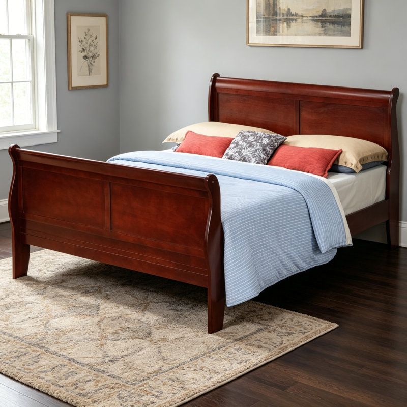 Elegant Cherry Queen Bed Frame, Cherry, Queen