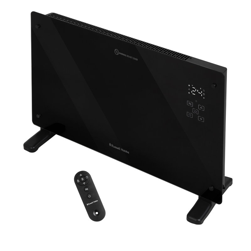 Russell Hobbs Rhpanh2006b 2kw Smart Glass Panel Heater In Black