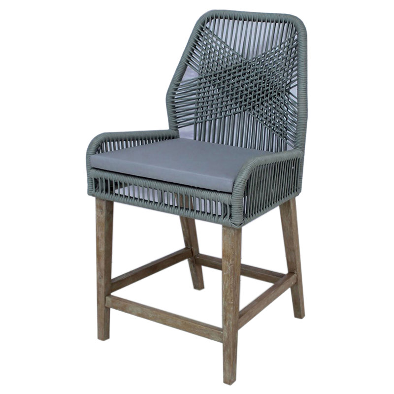 Nakia Woven Rope Back Counter Height Stools, Set of 2, Brown, Grey