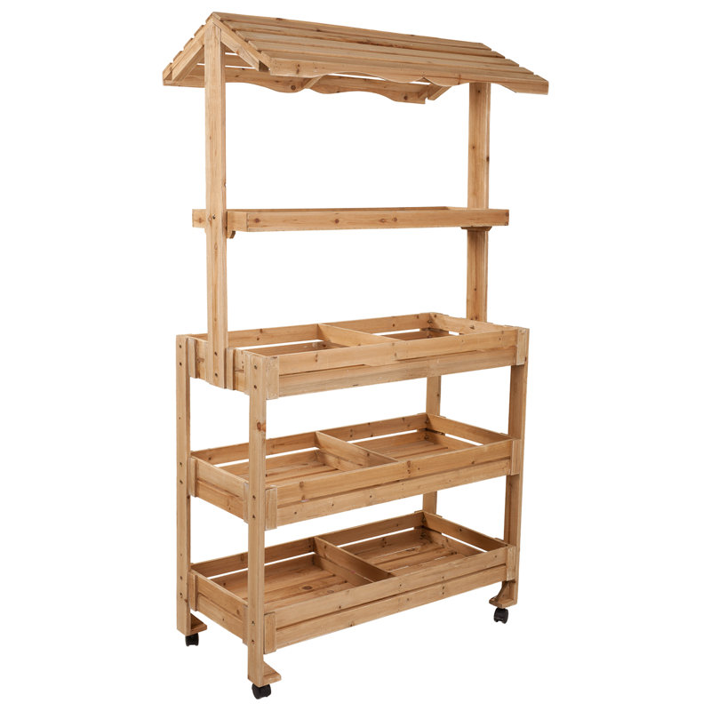 Sornson Manufactured Wood Merchandiser with Wheels, 171cm H x 93.5cm W x 53cm D, Brown