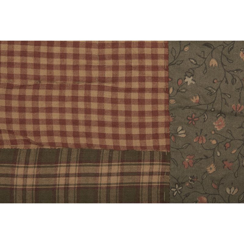 Crosswoods Dark Olive Green/Russet/Standard Cotton Reversible Farmhouse, King  Quilt