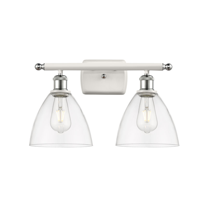 Éclairage pour meuble-lavabo 2 lumières Shauna, DEL, Transparent, Blanc / chrome poli