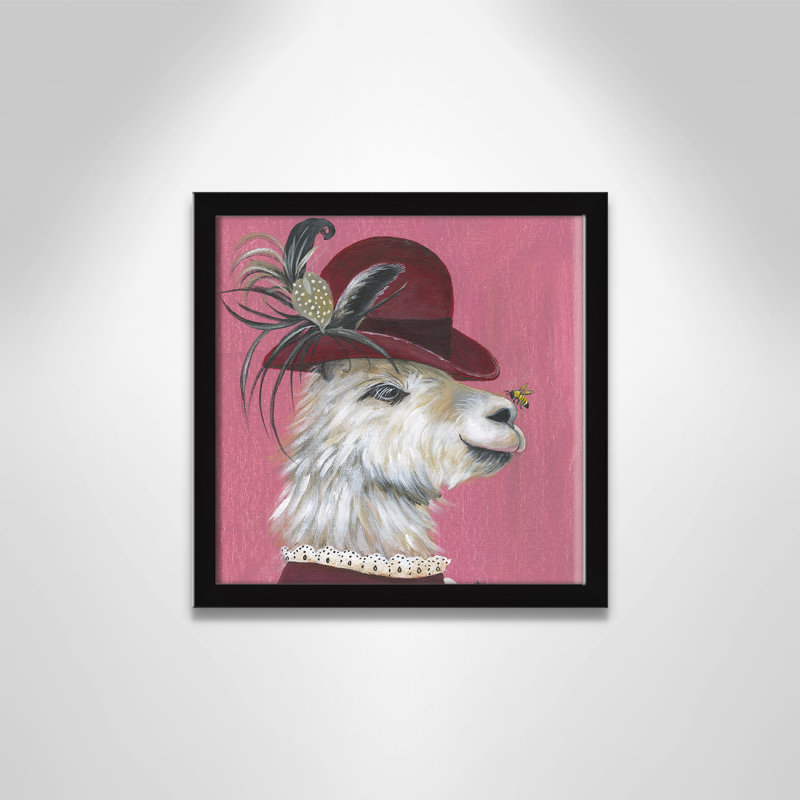 Art sur toile llama, H 13 po x l 13 po x P 1,18 po, Cadre noir