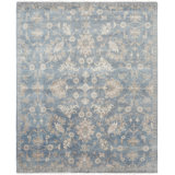 Faucett Wool Oriental Area Rug in Blue