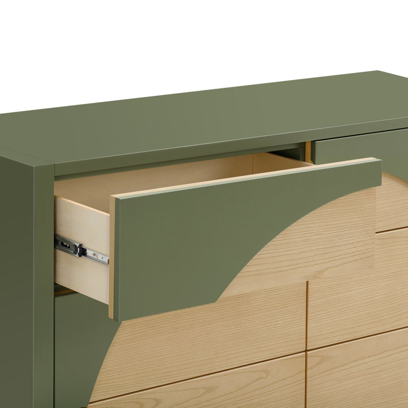 Commode 6 tiroirs Moab, Olive / frêne