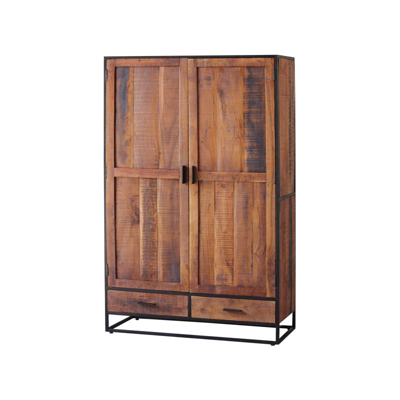 Cumby 2 Door Solid Wood Wardrobe, Walnut
