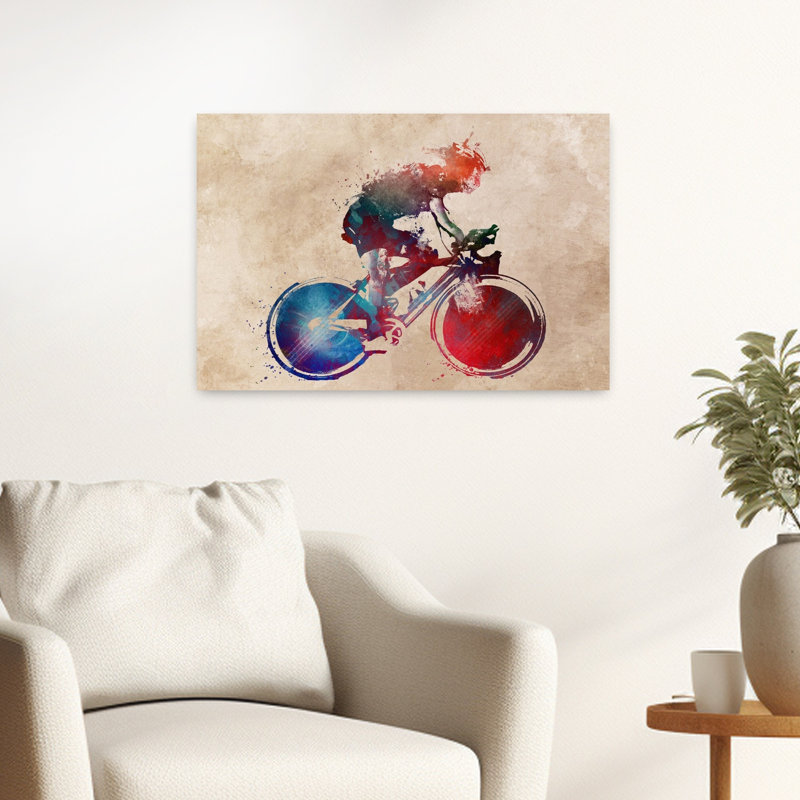 «Vibrant Cycling Motion», art mural contemporain, 16" H x 24" W