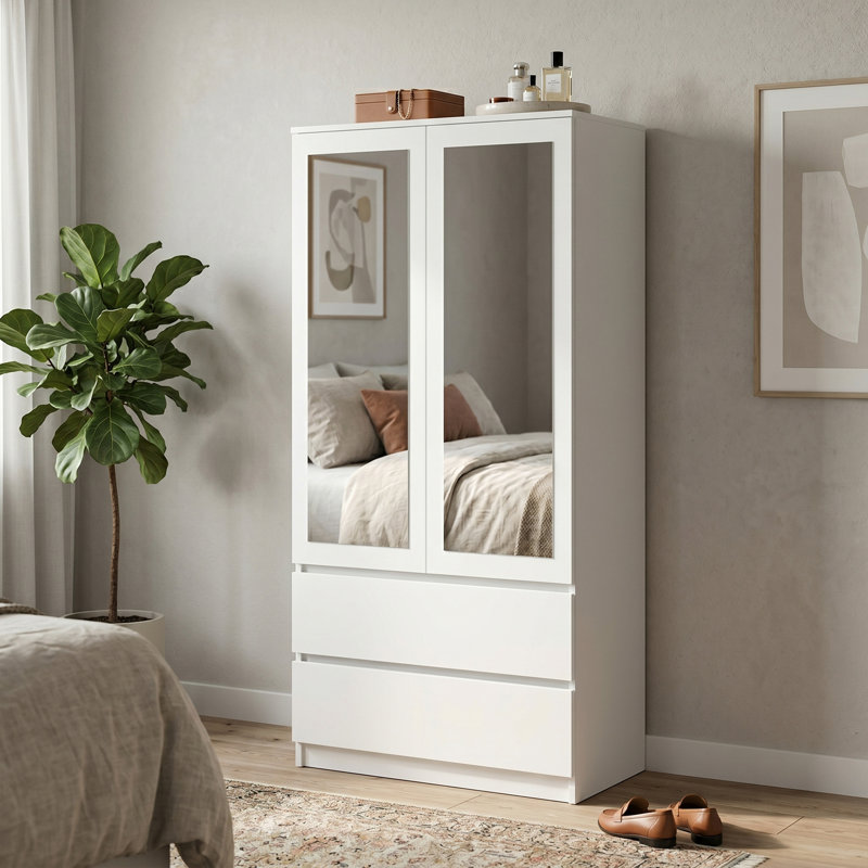 Jenness 2 Door Solid + Manufactured Wood Wardrobe
