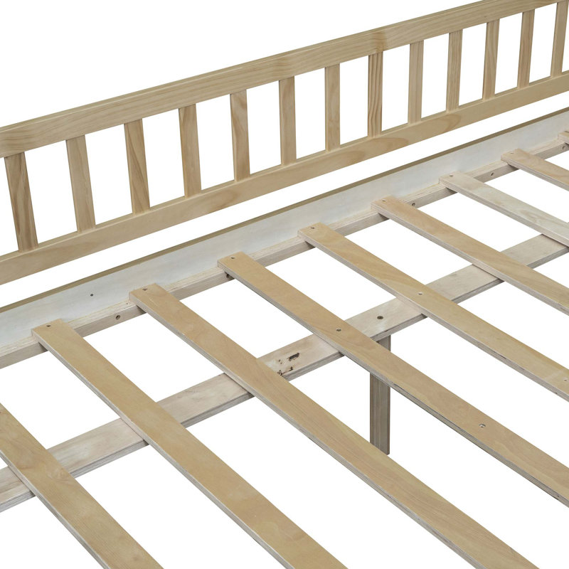 Kallel Daybed with Two Drawers and Guardrails, Natural, Full/Double
