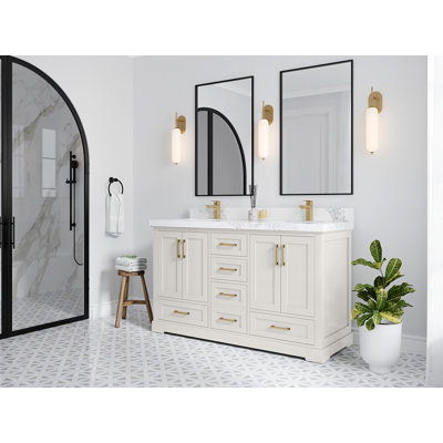 Boston 60 In. W X 22 In. D Double Sink Bathroom Vanity In Alabaster