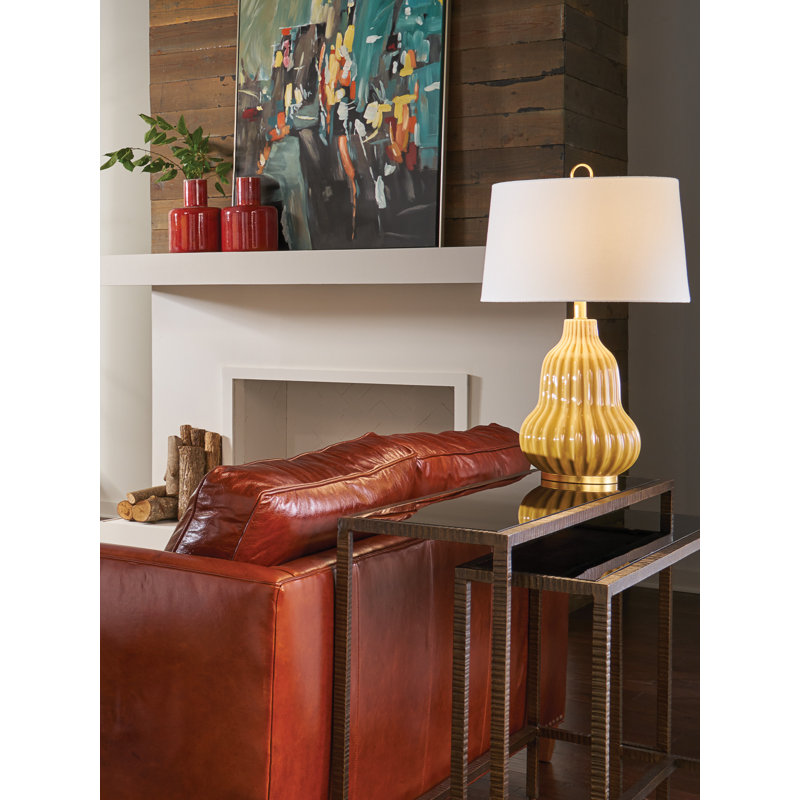 Oliver Table Lamp, Butterscotch Glaze/Anitque Gold Leaf