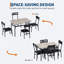 Ensemble table et chaises 5 pièces pour 4 personnes, gain de place - Plateau en bois brun moderne, structure en métal, 4 chaises rembourrées en PU - Montage facile, idéal pour la cuisine et la salle à manger-562867015-562867014