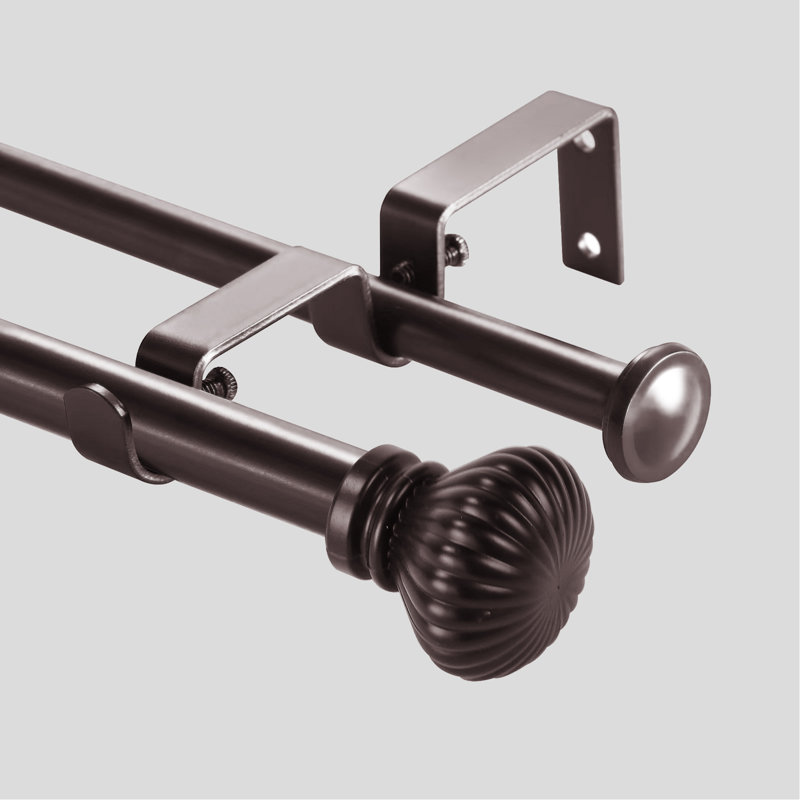 Tringle à rideaux double ajustable Sigmund, H 0,625 po x l 48 po x P 0,625 po, Bronze