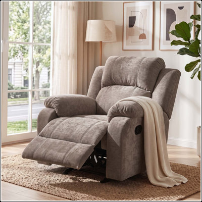 Manual Recliner with Three Recline Positions and Soft Chenille Upholstery