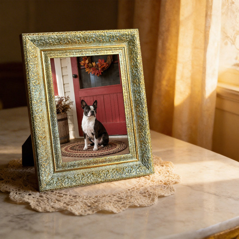 Cadre photo raffiné pour décoration de tablette, Antique Gold, 1, 8" W x 10" H