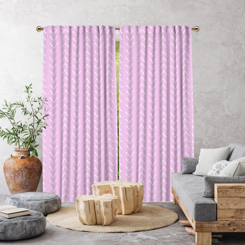 Rideau décoratif simple à panneau Boho Design, Rose, L 52 po x L 63 po
