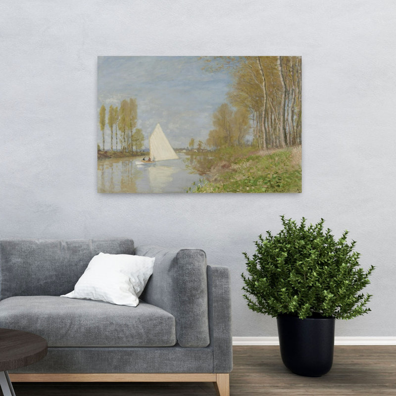 Voilier Sur Le Petit Bras De La Seine, Argenteuil 1872 Classic Abstract Contemporary Mountain Summer Wall Art Print by Claude Monet - Wrapped Canvas Print