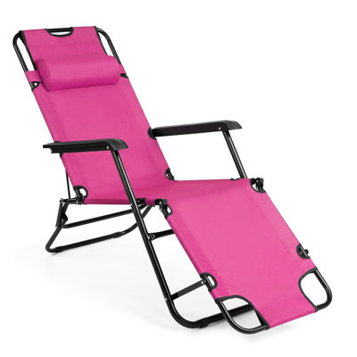 Pink Iron Frame Oxford Fabric Outdoor Lounge Bed