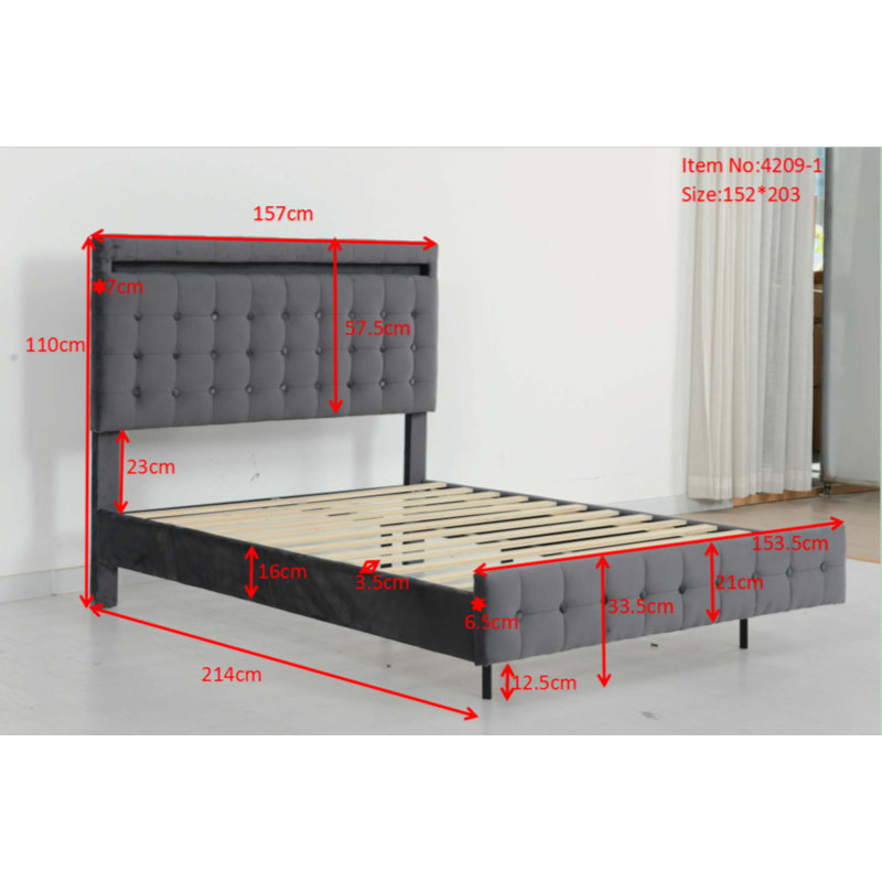Floating Bed Frame With LED Lights
