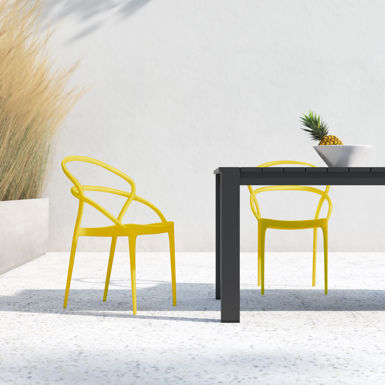 Farrah Stackable Patio Armchair, Yellow