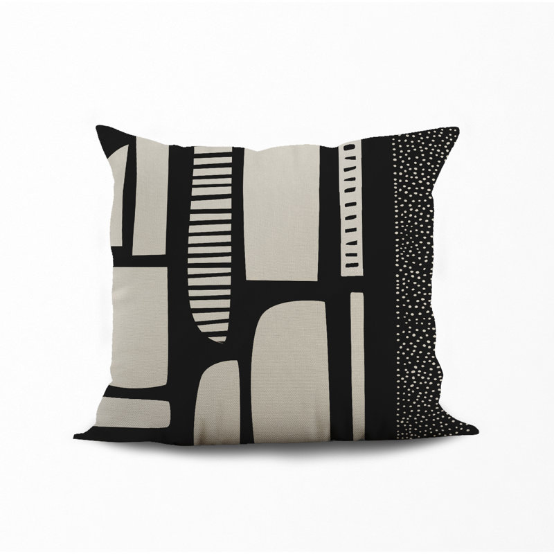 Jeté carré / extérieur en polyester Chamu, L 15 po x H 15 po, Noir / bleu marine