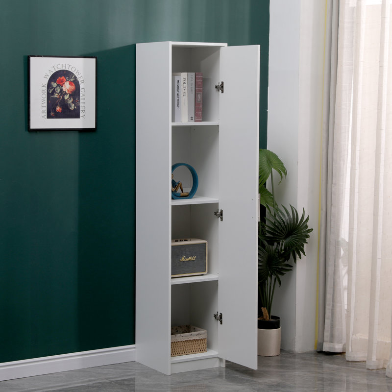 Tall Storage Cabinet, 180cm White Wood