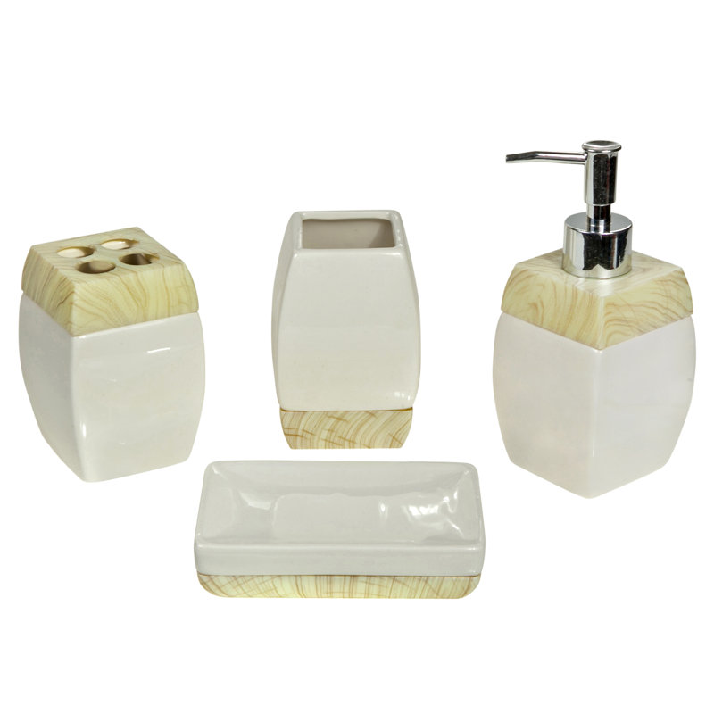 Ensemble d'accessoires de salle de bain 4 pièces en céramique, Milan