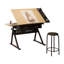 Table de dessin réglable avec 2 tiroirs et tabouret, érable-1366202428