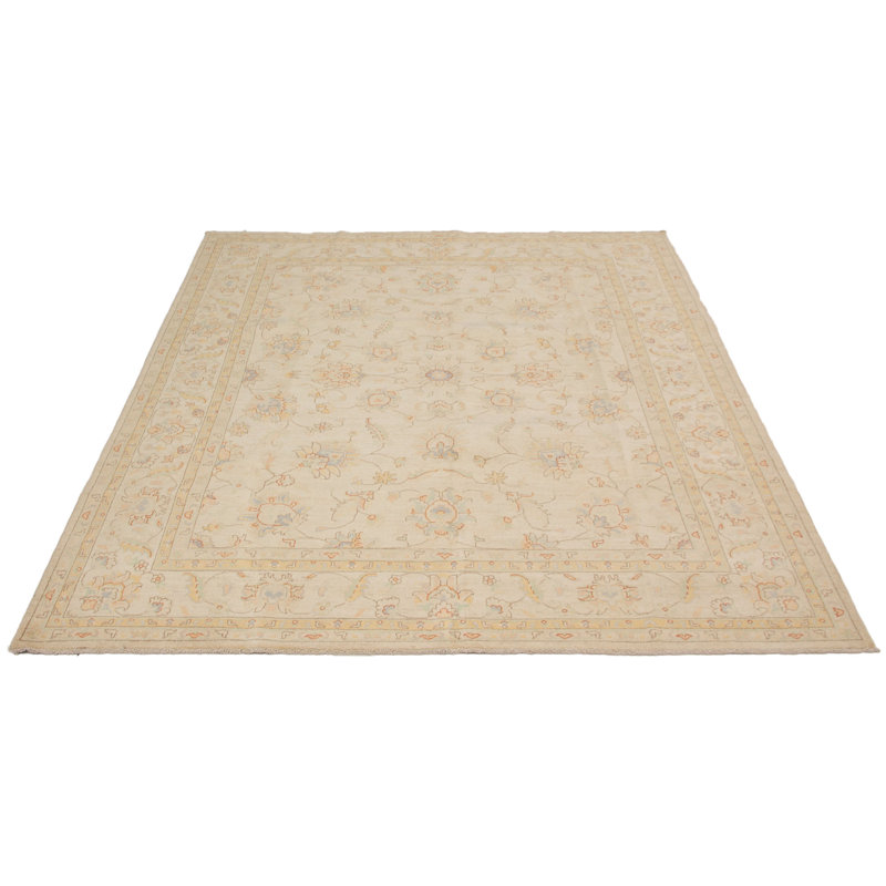 Tapis de surface en laine 8 pi 4 po x 9 pi 10 po à la main one-of-kind-noué la 2010 ushak crème Trianon