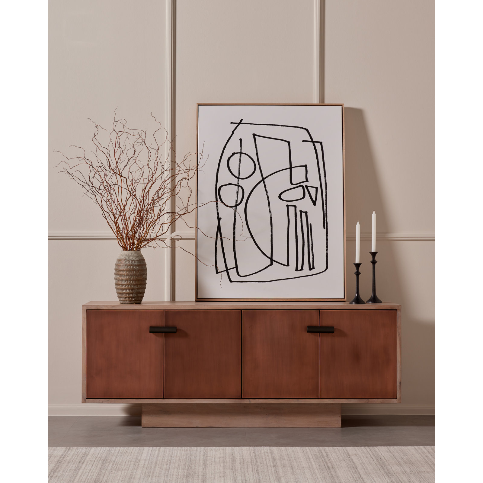 Ashen "Stark 2" Print by Dan Hobday, Light Brown Floater Framed, 48" H x 36" W x 2" D