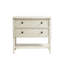 Commode d'appoint classique 2 tiroirs en blanc antique avec éléments en bois massif et finition tendance pour la décoration