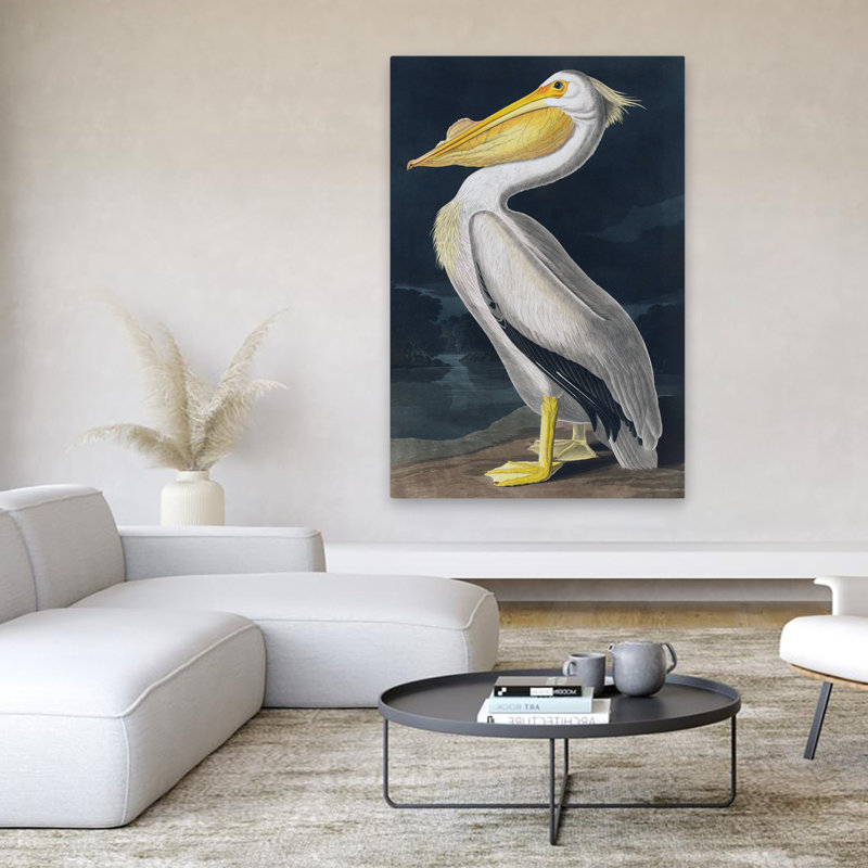 Pélican - Art rétro avec oiseaux, H 60 po x l 40 po