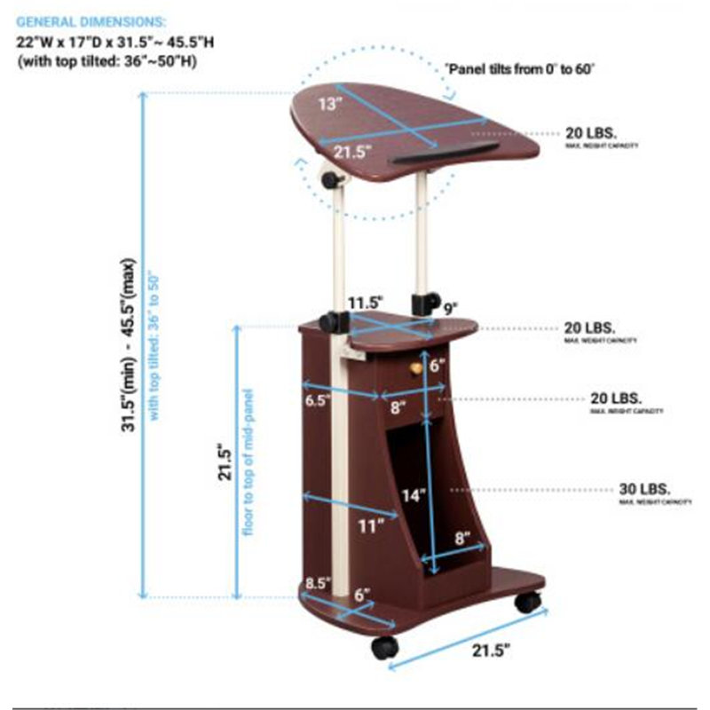Aniva Novelty Height Adjustable 21.5'' L Training Table with Casters