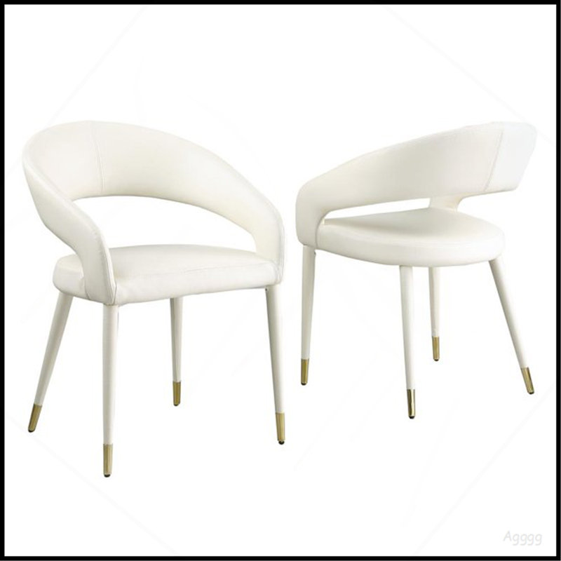 Ensemble de 2 chaises de salle à manger Modern Velvet, pieds en bois avec embouts dorés, crème, Cream