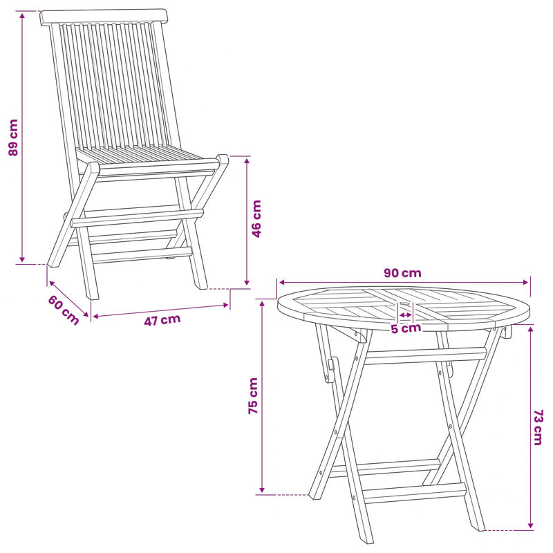 Solid Wood Patio Dining Set Table,, 4