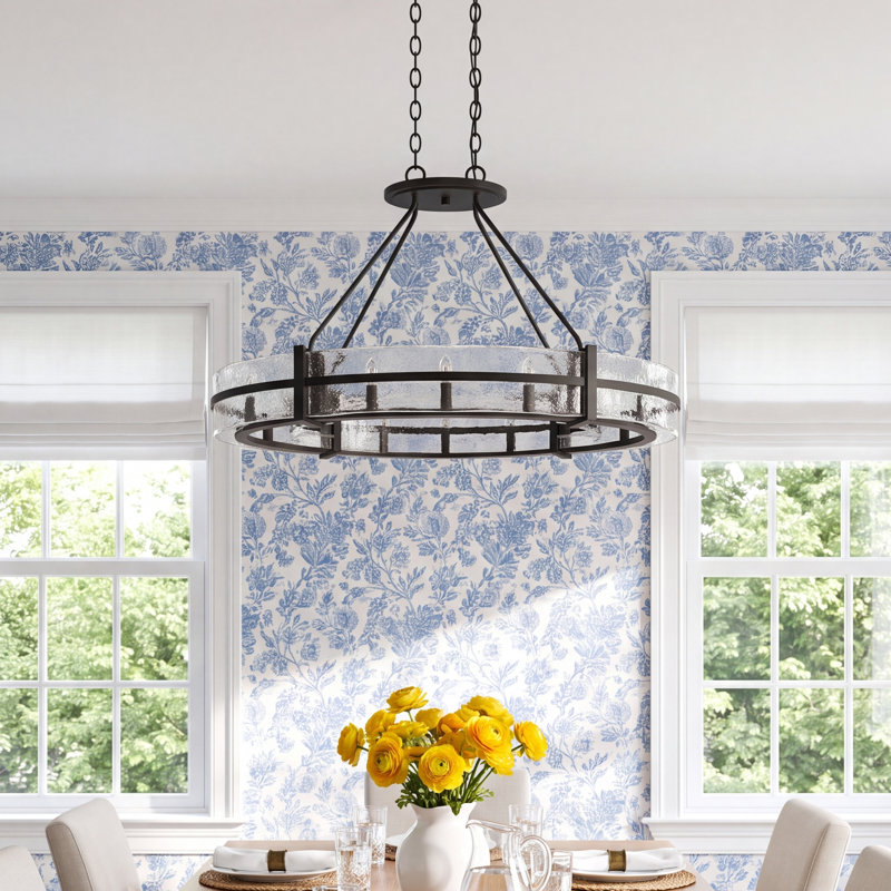 Brisa Unique Drum Chandelier, 10 Light Linear Chandelier
