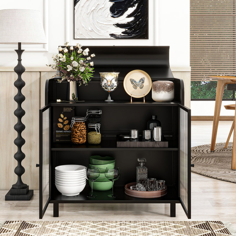 Buffet moderne avec portes en verre trempé pour salle à manger