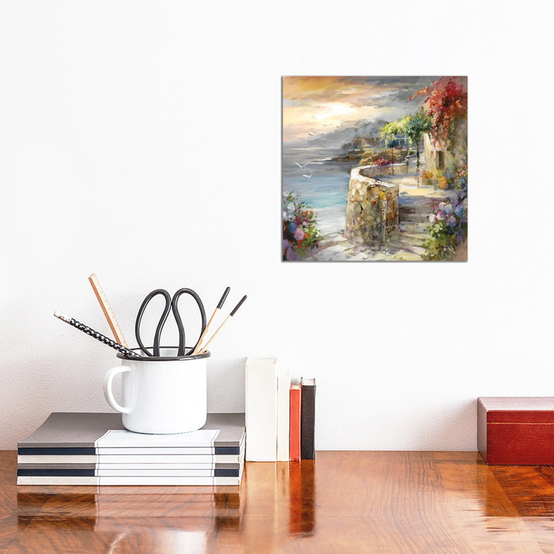 Seagulls And Sunset by Willem Haenraets - Wrapped Canvas Painting, 30.48 cm H x 30.48 cm W