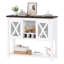 Armoire à café avec porte de grange coulissante Farmhouse - porte-bouteilles encastré et porte-verre - console de rangement Buffet Buffet - parfaite pour la cuisine, le vestibule et la salle à manger - Couleur: contraste (blanc + brun)